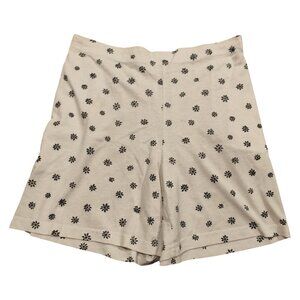 Vintage Katelyn Rose Shorts White with Black Flowers Size Medium with Pockets